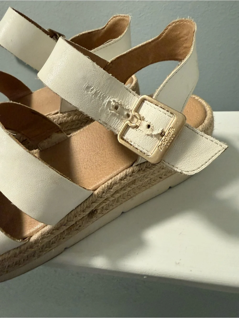 Dr Scholls white jute strapped sandals